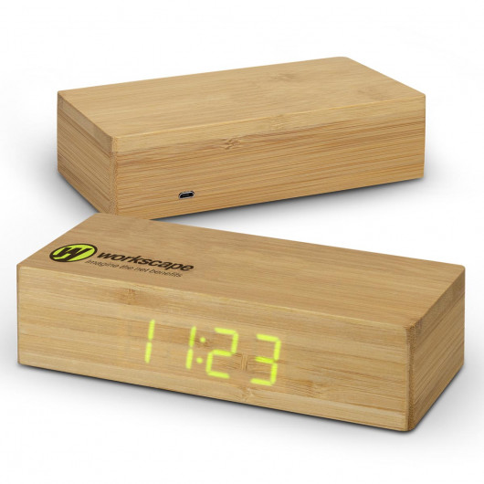 Promotional Bamboo Wireless Charging Clocks